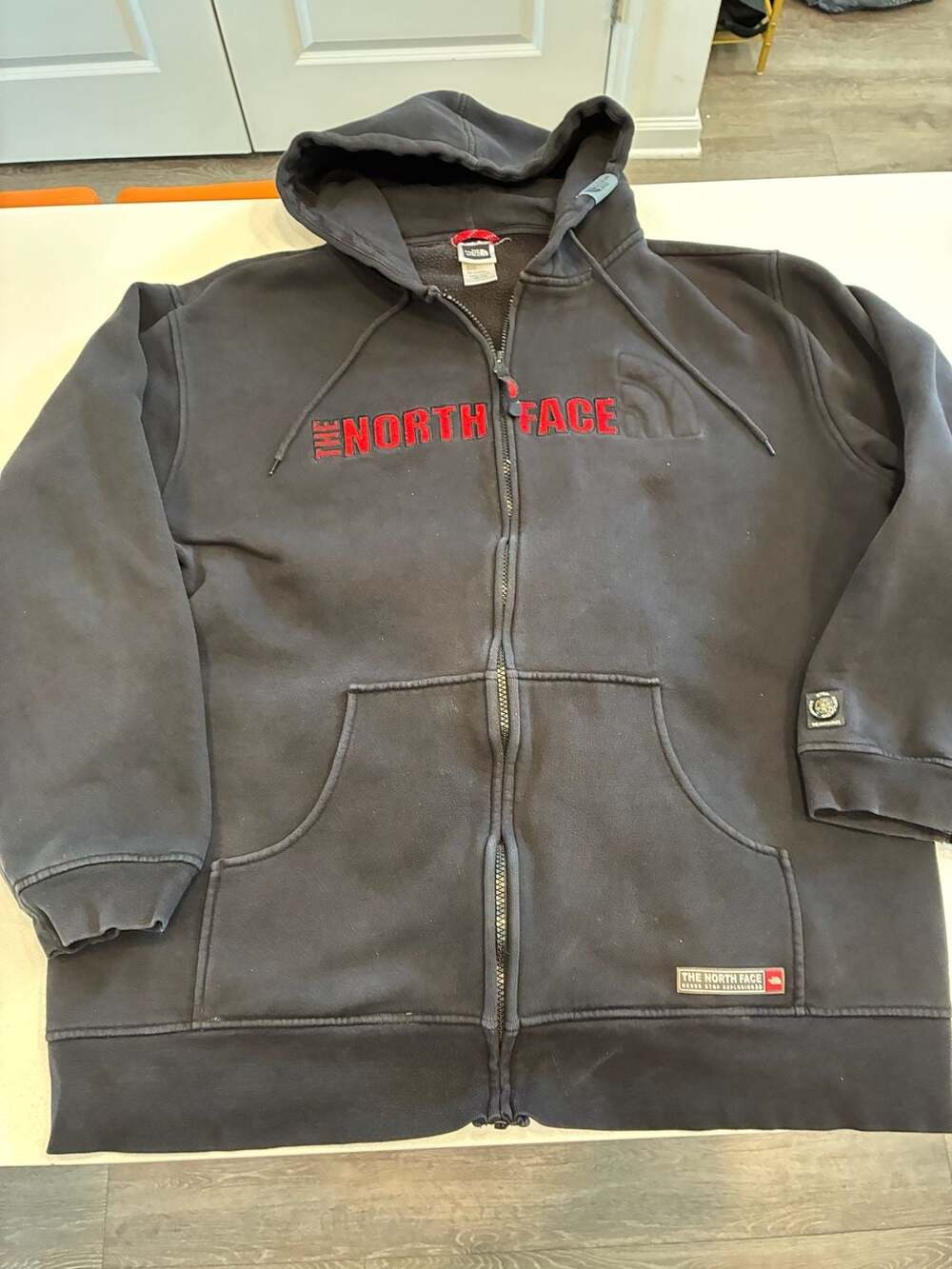The North Face Full Zip Hoodie XL Black Compass Patch